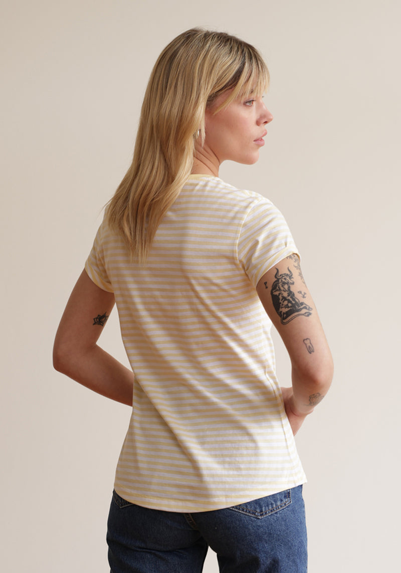 Fischer T-Shirt light yellow stripes-Hafendieb