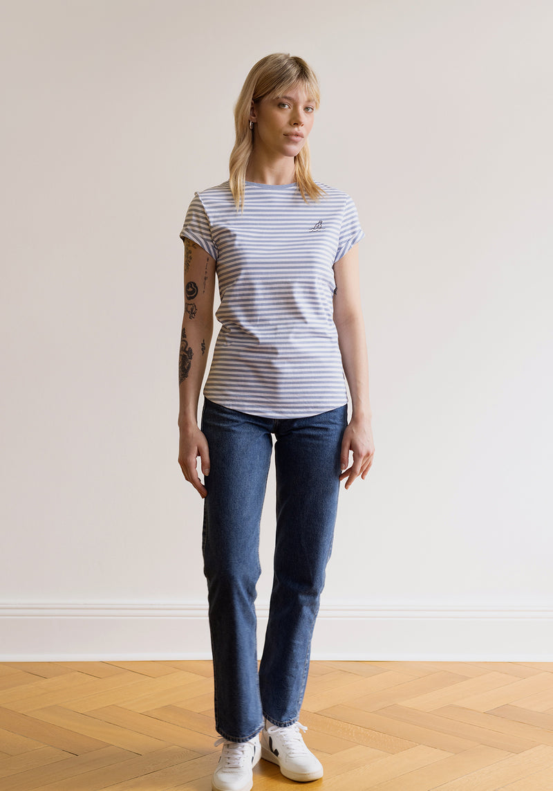 Flaschenpost T-Shirt light blue stripes-Hafendieb