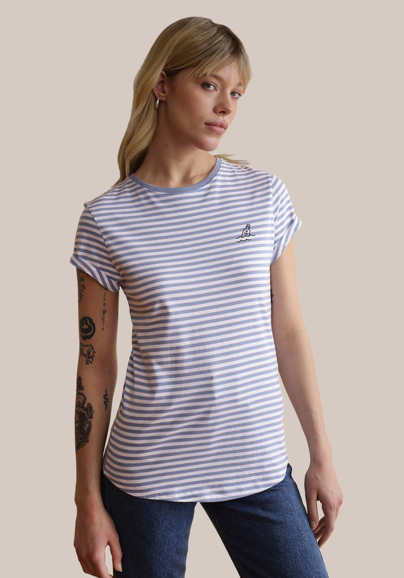 Flaschenpost T-Shirt light blue stripes-Hafendieb
