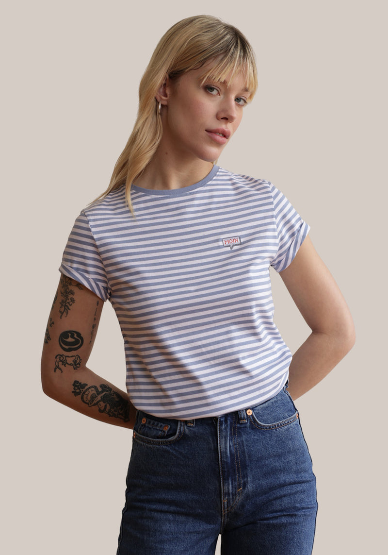 Moin T-Shirt light blue stripes-Hafendieb