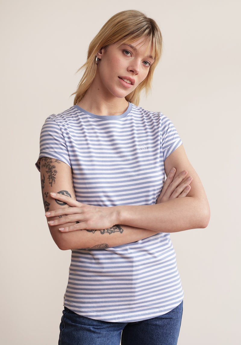 Peace T-Shirt light blue stripes-Hafendieb