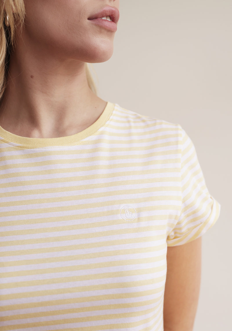 Peace T-Shirt light yellow stripes-Hafendieb