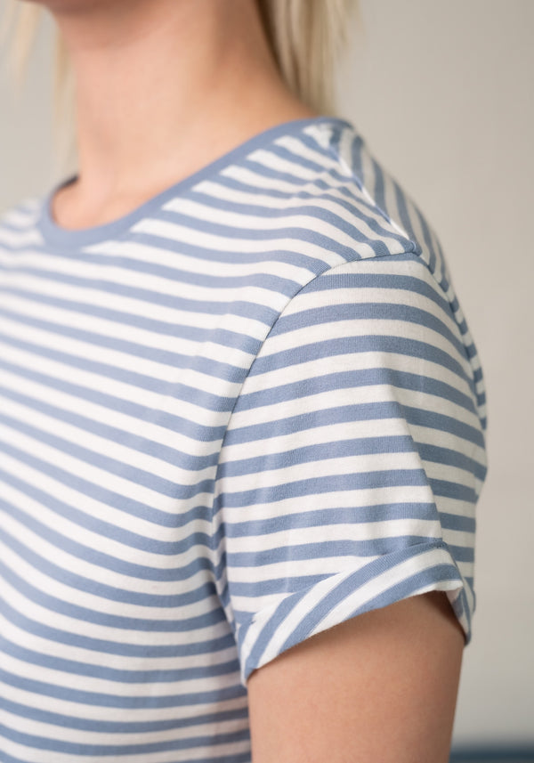 Blanko T-Shirt light blue stripes-Hafendieb