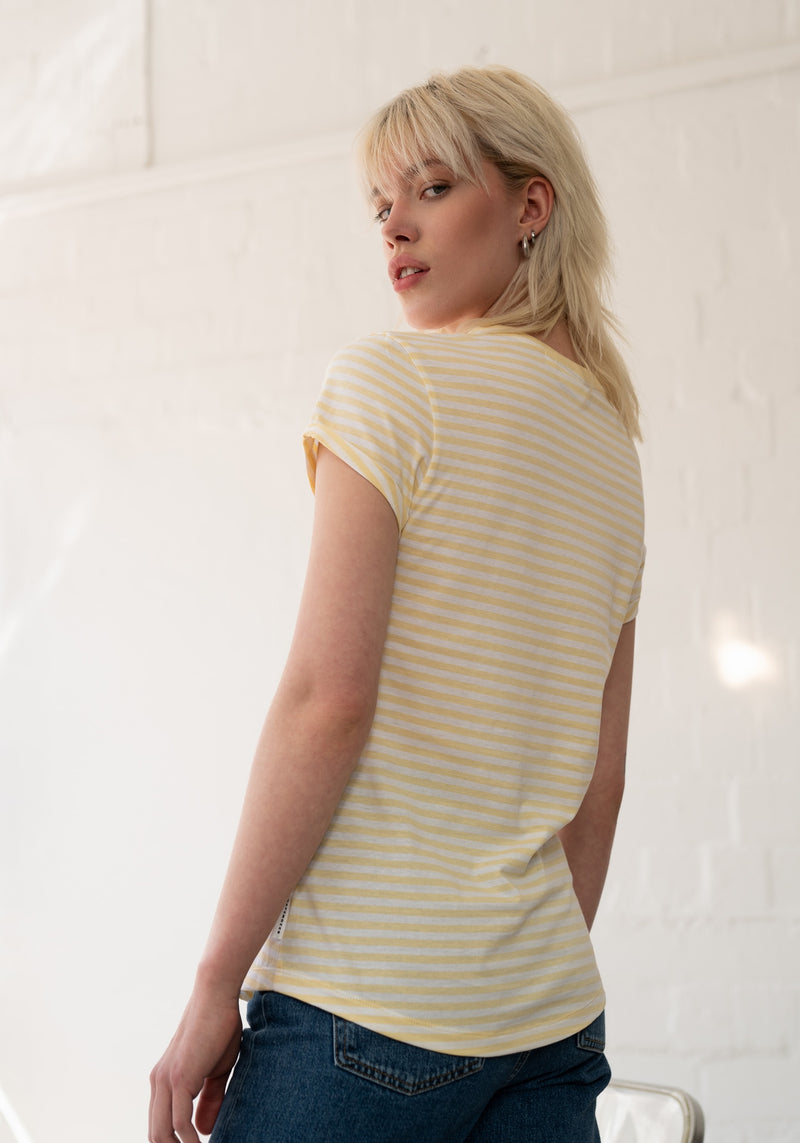 Blanko T-Shirt light yellow stripes-Hafendieb