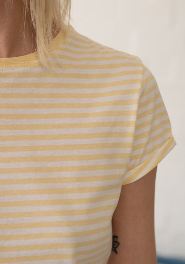 Blanko T-Shirt light yellow stripes-Hafendieb