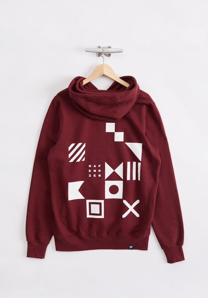 Flaggen Pattern Hoodie burgundy - Hafendieb