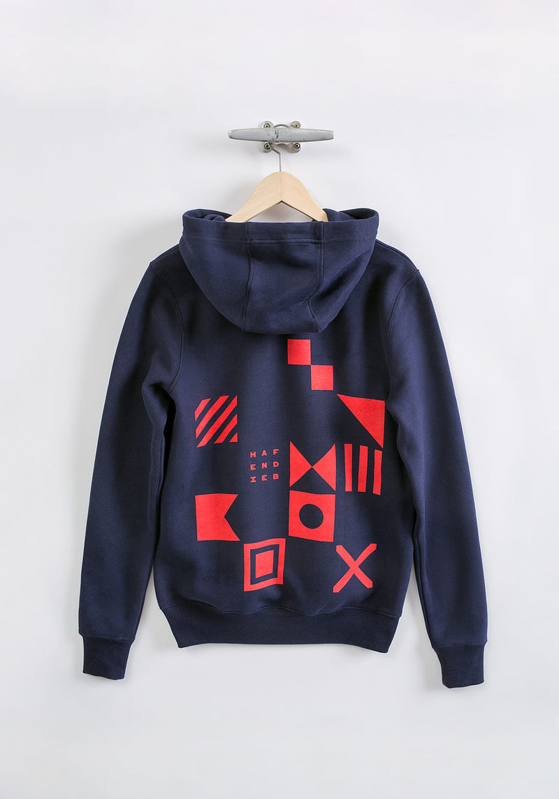 Flaggen Pattern Hoodie navy - Hafendieb