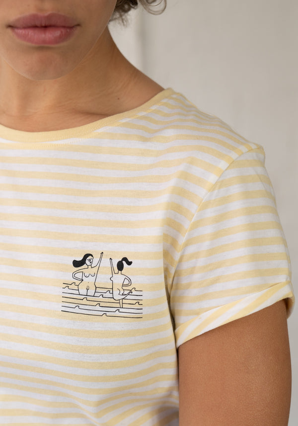 High 5 T-Shirt light yellow stripes-Hafendieb