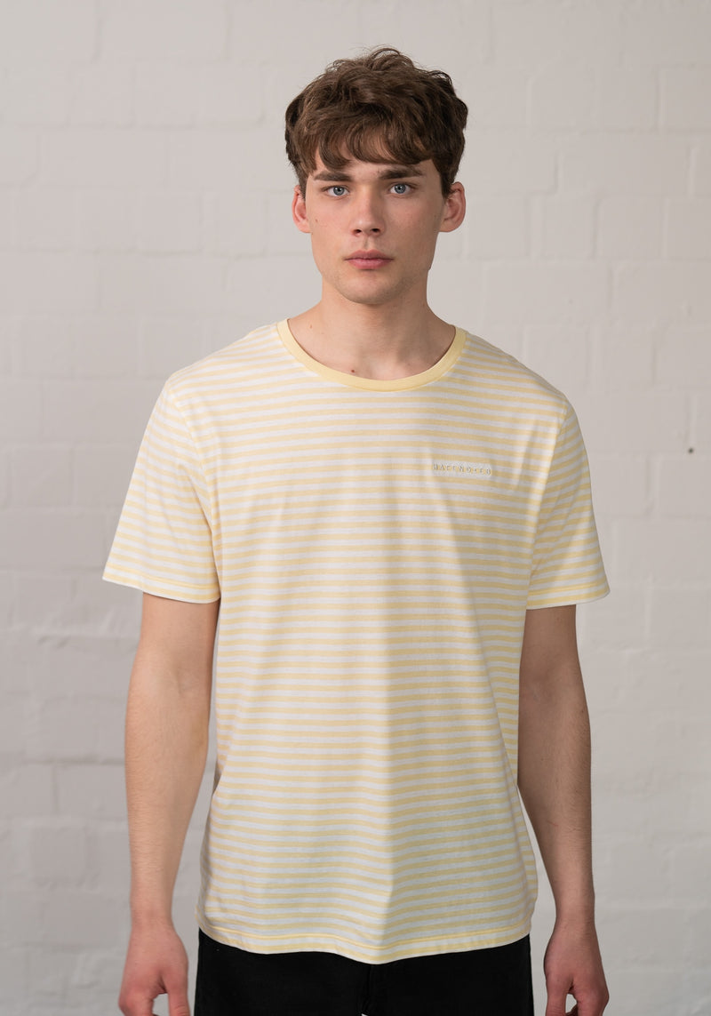 Logo Stick T-Shirt light yellow stripes-Hafendieb