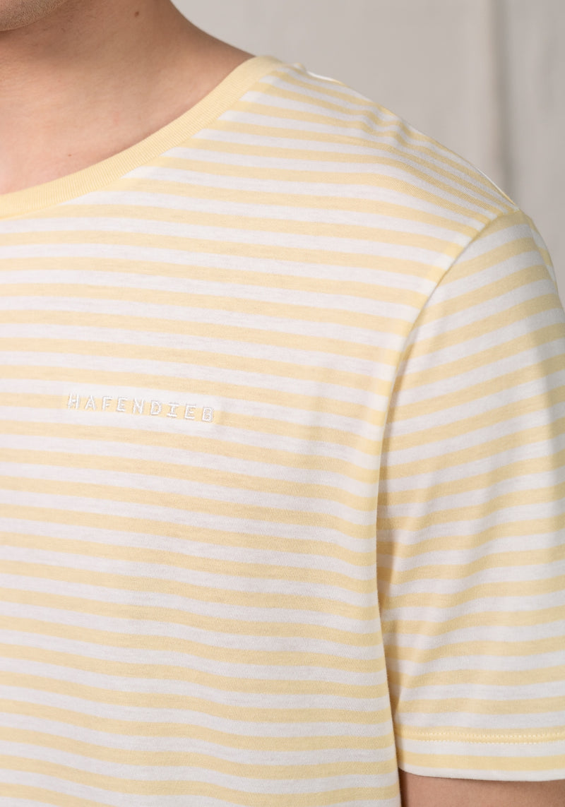 Logo Stick T-Shirt light yellow stripes-Hafendieb